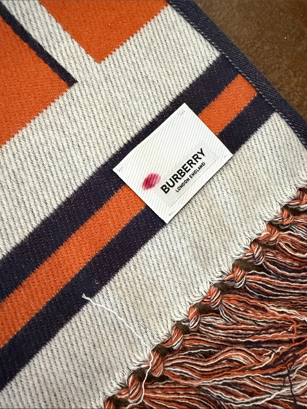NWOT Burberry Script Football scarf size 166x50